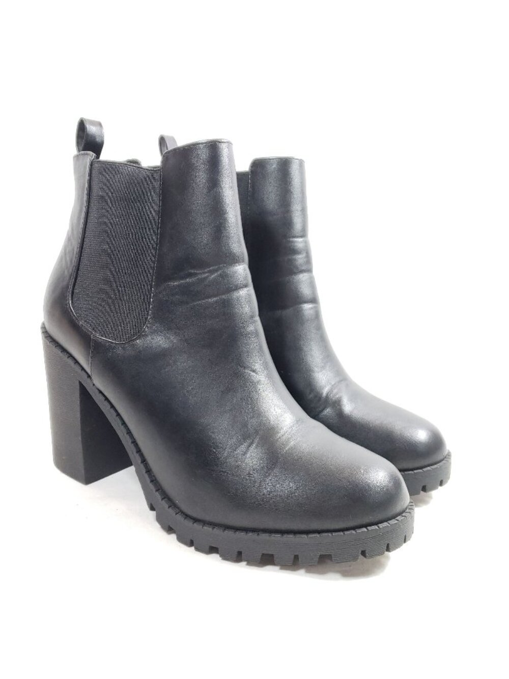 Womens Size 11 Black Chunky Heel Chelsea Ankle Boots All Man Made Material - Picture 1 of 9